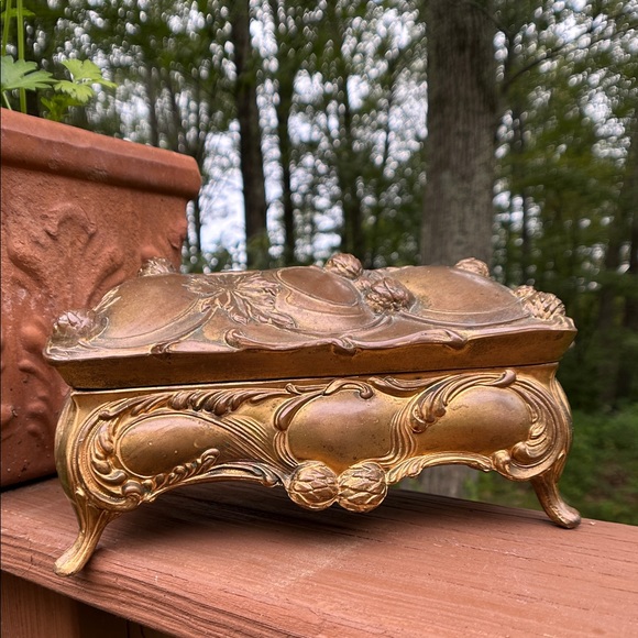 Antique Art Nouveau Gold Ornate Jewelry Casket,All Products : American Fashion Style Bags On Sale